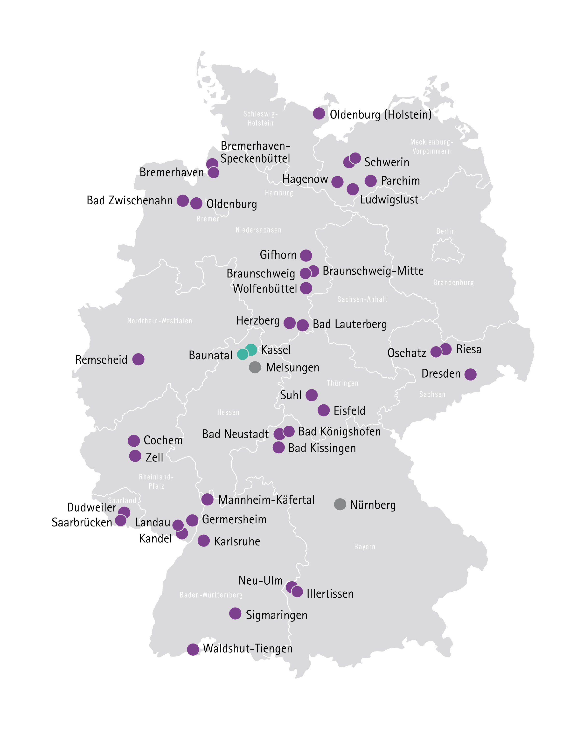 Deutschlandkarte mit Standorten